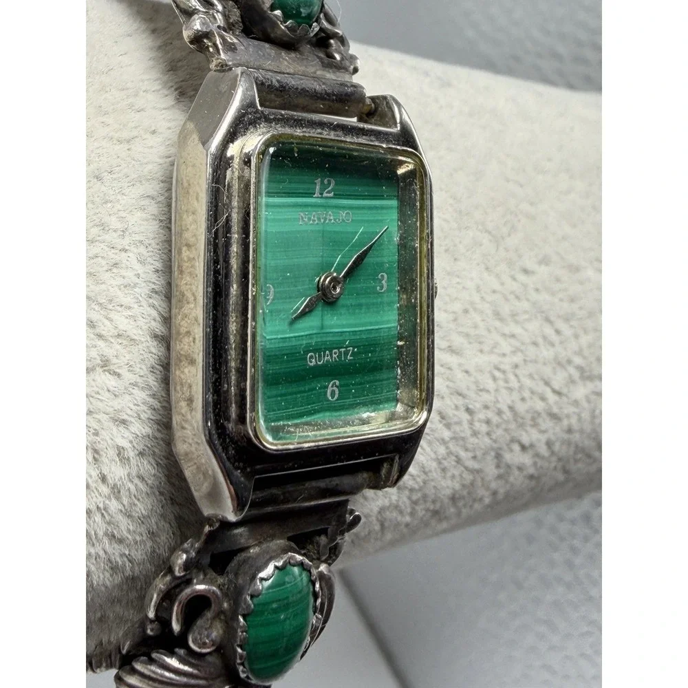 Navajo Malachite New Battery Sterling Silver 925 Watch Tips‎ 20MM 6